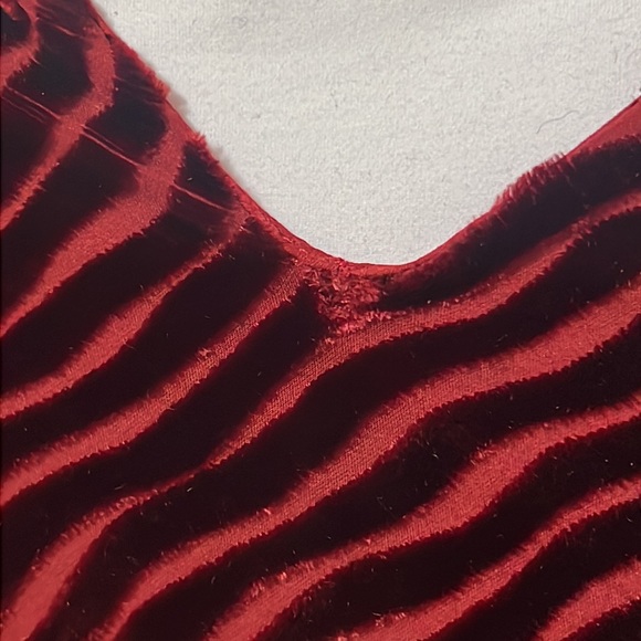 KARL LAGERFELD Collection FW 1994 Velvet Devoré Asymmetrical Red Velvet Dress xs - Picture 14 of 17